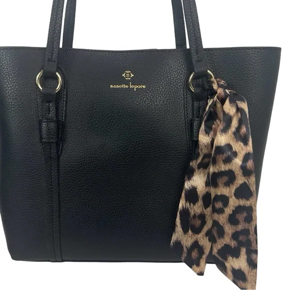 Nanette Lepore Myles Scarf Black Shoulder Bag Brand New - Picture 2 of 11